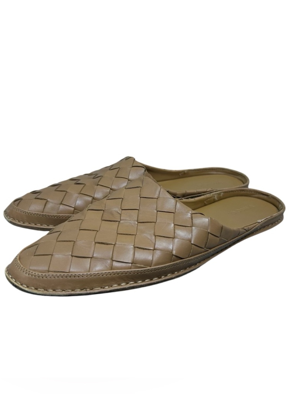 Vince Freeman Woven Leather Mule Flats Slip On Loafer Size US 8.5 EU 38.5 Brown - Picture 4 of 16